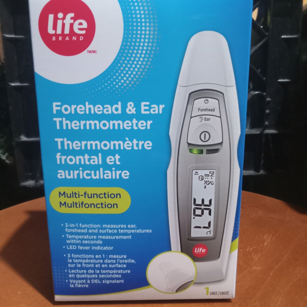 Life Brand Forehead & Ear Thermometer - White and Blue